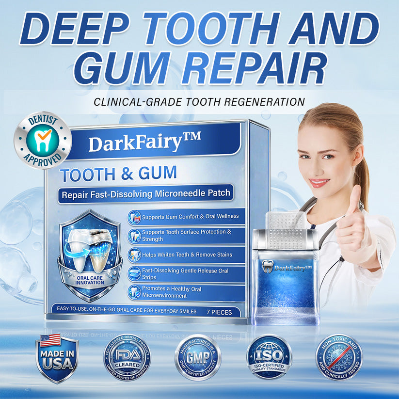 Your Smile🦷DarkFairy™ Tooth & Gum Repair Fast-Dissolving Microneedle Patch✨ (𝟓-𝐢𝐧-𝟏 💎 𝐑𝐞𝐛𝐮𝐢𝐥𝐝 𝐄𝐧𝐚𝐦𝐞𝐥 & 𝐃𝐞𝐧𝐭𝐢𝐧 • 𝐒𝐭𝐫𝐞𝐧𝐠𝐭𝐡𝐞𝐧 𝐆𝐮𝐦𝐬 • 𝐄𝐫𝐚𝐝𝐢𝐜𝐚𝐭𝐞 𝐓𝐚𝐫𝐭𝐚𝐫 & 𝐎𝐝𝐨𝐫 • 𝐖𝐡𝐢𝐭𝐞𝐧𝐢𝐧𝐠 • 𝐒𝐭𝐨𝐩 𝐓𝐨𝐨𝐭𝐡 𝐒𝐞𝐧𝐬𝐢𝐭𝐢𝐯𝐢𝐭𝐲)