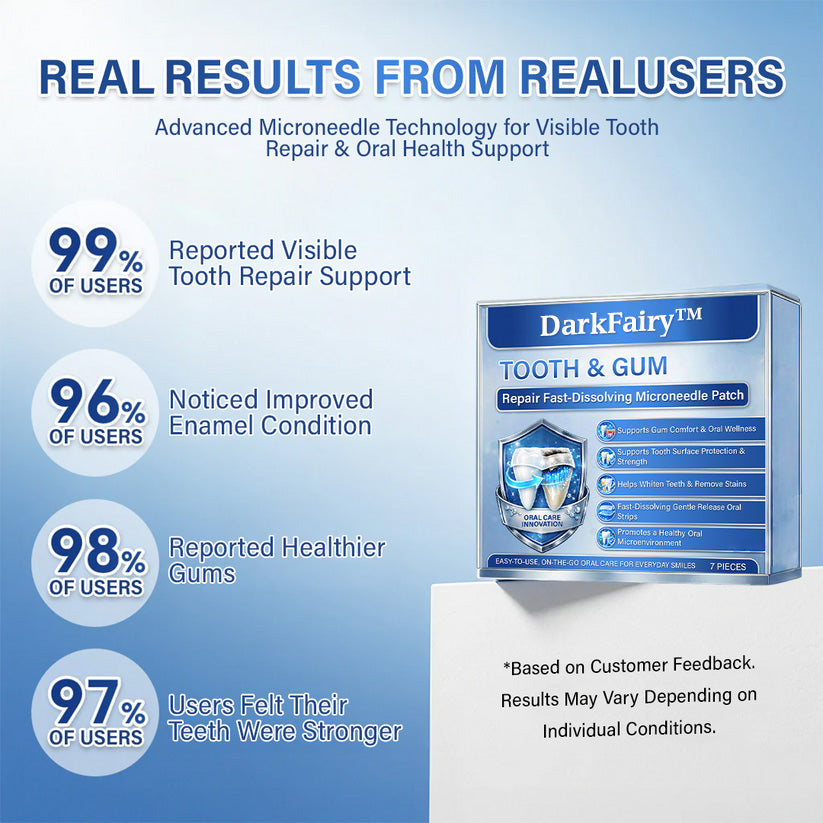 Your Smile🦷DarkFairy™ Tooth & Gum Repair Fast-Dissolving Microneedle Patch✨ (𝟓-𝐢𝐧-𝟏 💎 𝐑𝐞𝐛𝐮𝐢𝐥𝐝 𝐄𝐧𝐚𝐦𝐞𝐥 & 𝐃𝐞𝐧𝐭𝐢𝐧 • 𝐒𝐭𝐫𝐞𝐧𝐠𝐭𝐡𝐞𝐧 𝐆𝐮𝐦𝐬 • 𝐄𝐫𝐚𝐝𝐢𝐜𝐚𝐭𝐞 𝐓𝐚𝐫𝐭𝐚𝐫 & 𝐎𝐝𝐨𝐫 • 𝐖𝐡𝐢𝐭𝐞𝐧𝐢𝐧𝐠 • 𝐒𝐭𝐨𝐩 𝐓𝐨𝐨𝐭𝐡 𝐒𝐞𝐧𝐬𝐢𝐭𝐢𝐯𝐢𝐭𝐲)