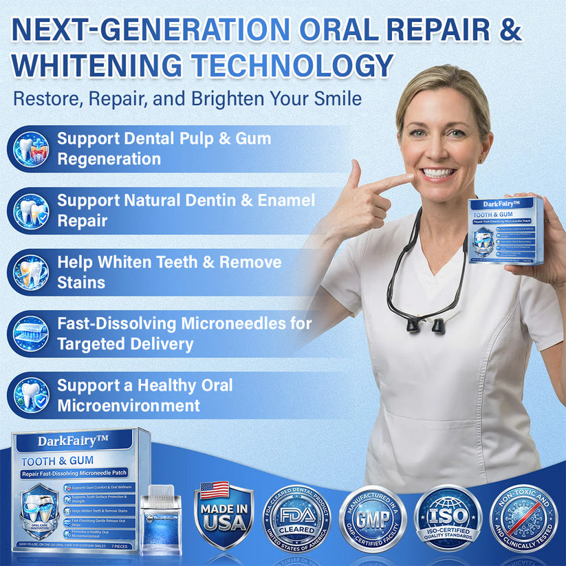 Your Smile🦷DarkFairy™ Tooth & Gum Repair Fast-Dissolving Microneedle Patch✨ (𝟓-𝐢𝐧-𝟏 💎 𝐑𝐞𝐛𝐮𝐢𝐥𝐝 𝐄𝐧𝐚𝐦𝐞𝐥 & 𝐃𝐞𝐧𝐭𝐢𝐧 • 𝐒𝐭𝐫𝐞𝐧𝐠𝐭𝐡𝐞𝐧 𝐆𝐮𝐦𝐬 • 𝐄𝐫𝐚𝐝𝐢𝐜𝐚𝐭𝐞 𝐓𝐚𝐫𝐭𝐚𝐫 & 𝐎𝐝𝐨𝐫 • 𝐖𝐡𝐢𝐭𝐞𝐧𝐢𝐧𝐠 • 𝐒𝐭𝐨𝐩 𝐓𝐨𝐨𝐭𝐡 𝐒𝐞𝐧𝐬𝐢𝐭𝐢𝐯𝐢𝐭𝐲)