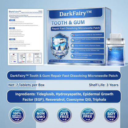 Your Smile🦷DarkFairy™ Tooth & Gum Repair Fast-Dissolving Microneedle Patch✨ (𝟓-𝐢𝐧-𝟏 💎 𝐑𝐞𝐛𝐮𝐢𝐥𝐝 𝐄𝐧𝐚𝐦𝐞𝐥 & 𝐃𝐞𝐧𝐭𝐢𝐧 • 𝐒𝐭𝐫𝐞𝐧𝐠𝐭𝐡𝐞𝐧 𝐆𝐮𝐦𝐬 • 𝐄𝐫𝐚𝐝𝐢𝐜𝐚𝐭𝐞 𝐓𝐚𝐫𝐭𝐚𝐫 & 𝐎𝐝𝐨𝐫 • 𝐖𝐡𝐢𝐭𝐞𝐧𝐢𝐧𝐠 • 𝐒𝐭𝐨𝐩 𝐓𝐨𝐨𝐭𝐡 𝐒𝐞𝐧𝐬𝐢𝐭𝐢𝐯𝐢𝐭𝐲)